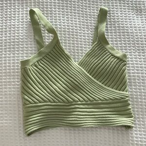 Green knot wrap crop tank